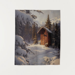 Snowy Winter Landschaft Kunstmuseum Wandteppich