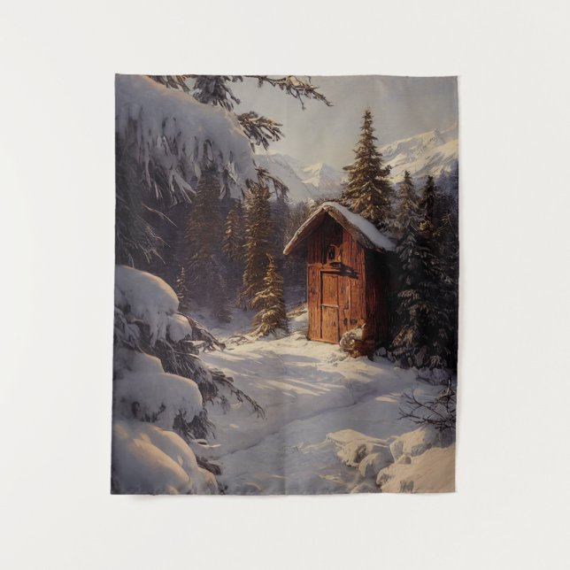 Snowy Winter Landschaft Kunstmuseum Wandteppich (Vorderseite)