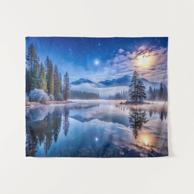 Snowy Winter Landschaft Kunstmuseum Wandteppich (Vorderseite (Horizontal))