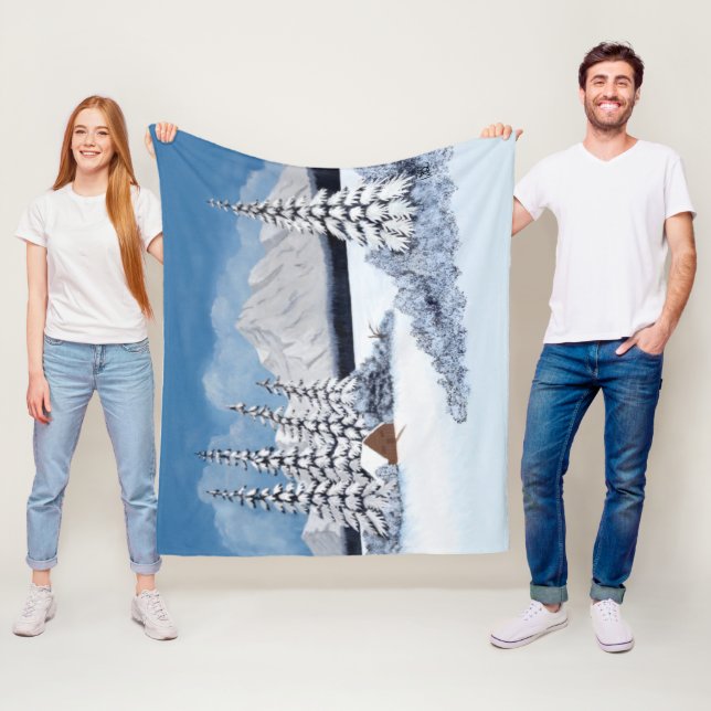 Snowy Winter Medium Fleece Blanket (Beispiel)