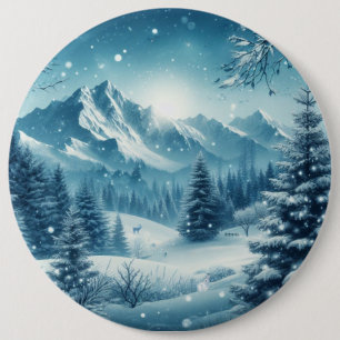Snowy Winter Mountain Button