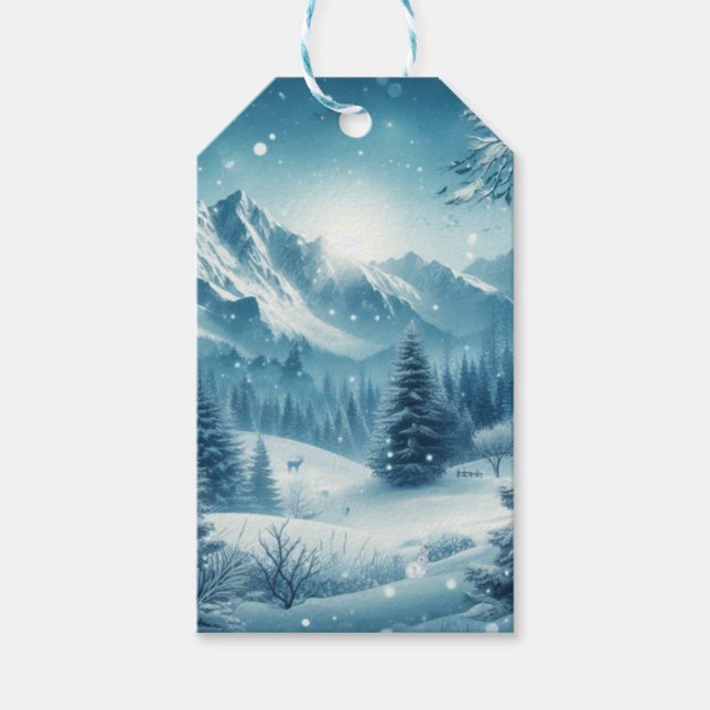 Snowy Winter Mountain Geschenkanhänger (Vorderseite)