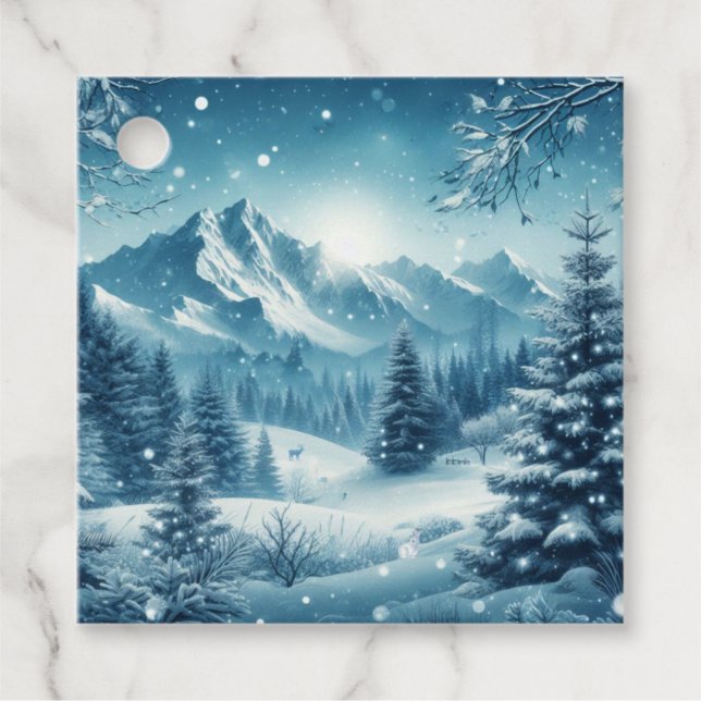 Snowy Winter Mountain Geschenkanhänger (Vorderseite)