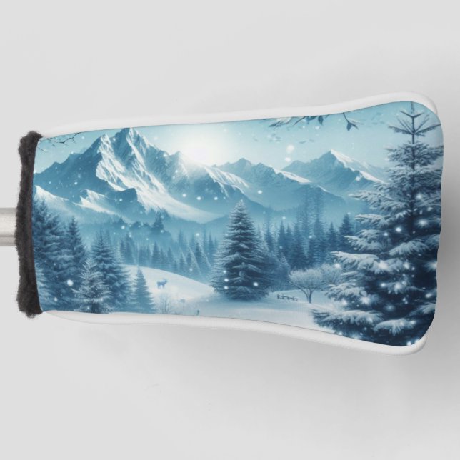 Snowy Winter Mountain Golf Headcover (Vorderseite)