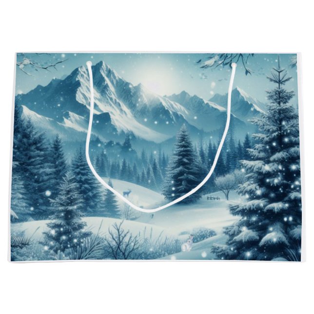 Snowy Winter Mountain Große Geschenktüte (Vorderseite)