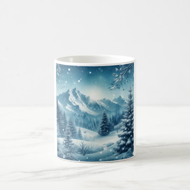 Snowy Winter Mountain Kaffeetasse (Mittel)