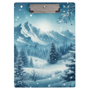 Snowy Winter Mountain Klemmbrett