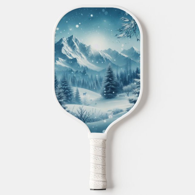 Snowy Winter Mountain Pickleball Schläger (Vorderseite)