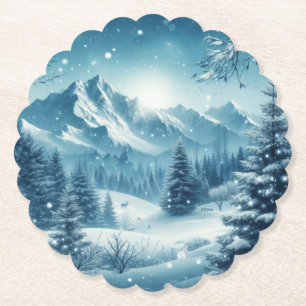 Snowy Winter Mountain Untersetzer