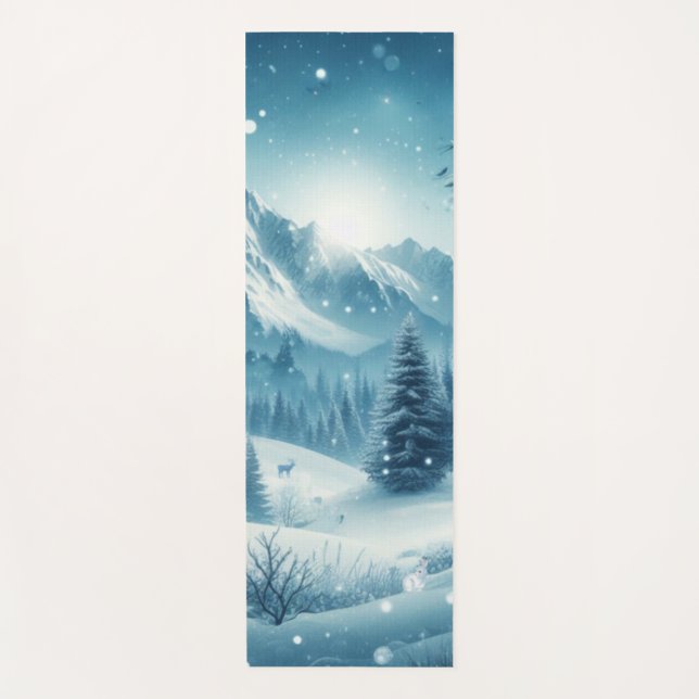 Snowy Winter Mountain Yogamatte (Vorderseite)