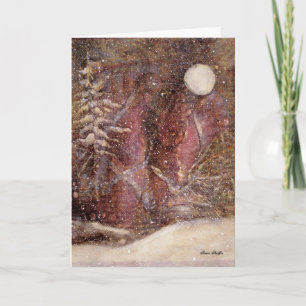 Snowy-Winter-Nachtweihnachtskarte Feiertagskarte