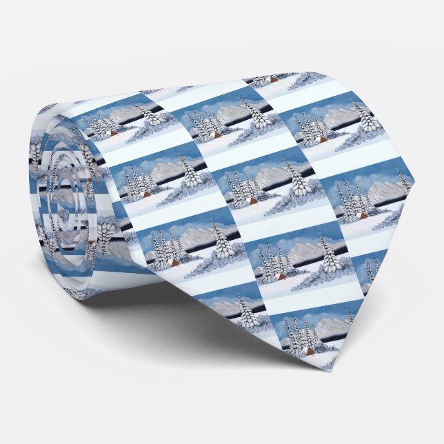 Snowy Winter Neck Tie Krawatte (Gerollt)