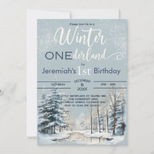 Snowy Winter ONEderland 1. Geburtstag Junge Einladung
