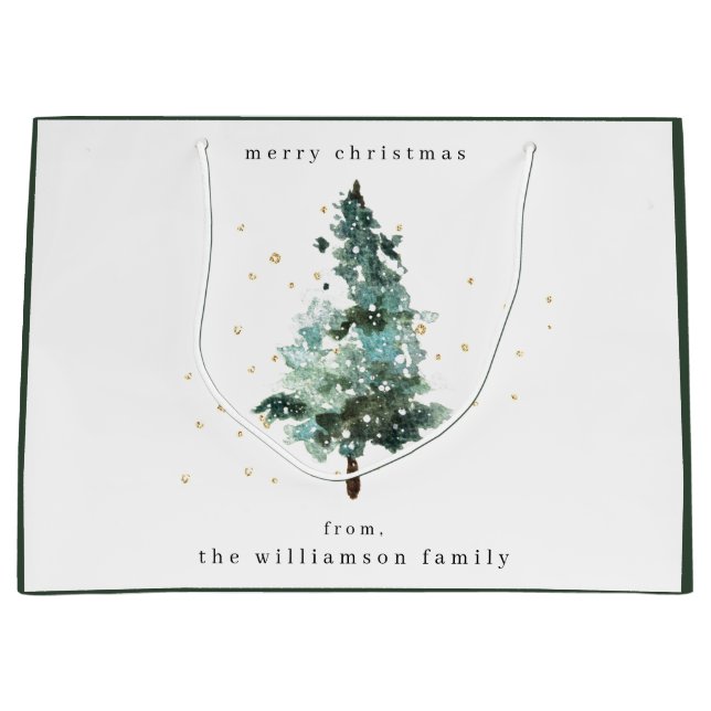 Snowy Winter Pine Tree Weihnachtsgeschenk Tasche Große Geschenktüte (Vorderseite)