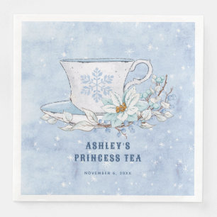 Snowy Winter Princess Tea   Teecup Serviette
