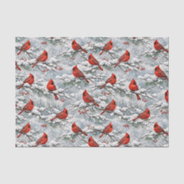 Snowy Winter Red Cardinal Bird Pattern Seidenpapier