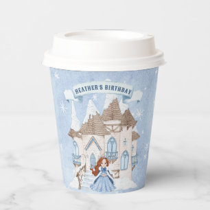 Snowy Winter Red Haired Princess Birthday Pappbecher