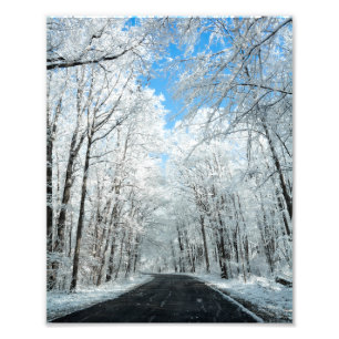 Snowy Winter Road Szene Fotodruck