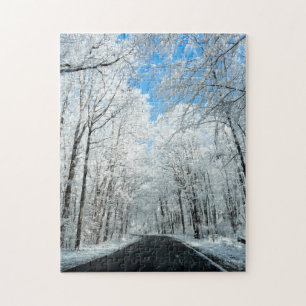 Snowy Winter Road Szene Puzzle
