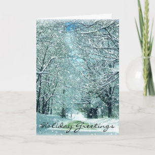 Snowy Winter Road Weihnachtskarte Feiertagskarte