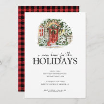 Snowy Winter Village Red Kariert Housewarming Part