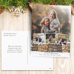 Snowy Winter Village Vier-Foto Collage Feiertagspostkarte<br><div class="desc">Gemälde Ferienbild mit einer Reihe von Häusern mit schneebedeckten Dächern,  drei quadratischen Bildvorlagen und einer porträtorientierten Foto-Hintergrundvorlage mit bearbeitbaren Textfeldern.</div>