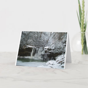 Snowy Winter Waterfall Feiertagskarte