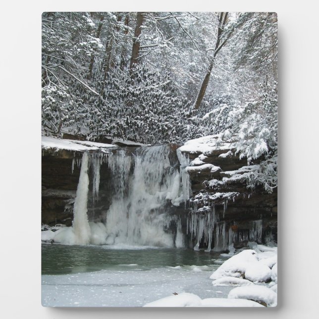 Snowy Winter Waterfall Fotoplatte (Vorderseite)