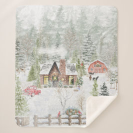 Snowy Winter Weihnachtslandschaft Szene Sherpadecke