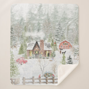 Snowy Winter Weihnachtslandschaft Szene Sherpadecke