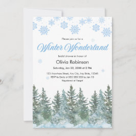 Snowy Winter Wonderland Snowflakes Bridal Shower  Einladung