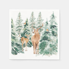 Snowy Winter Woodland Hirsch Weihnachten Serviette