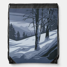 Snowy Wintry Weather Drawstring Backpack