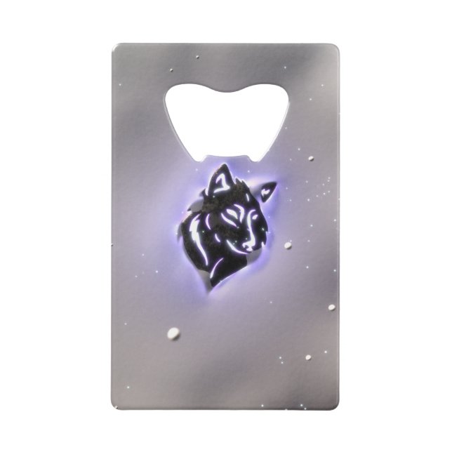 Snowy-Wolf-Entwurf lila Geldbeutel Flaschenöffner (Vorderseite)