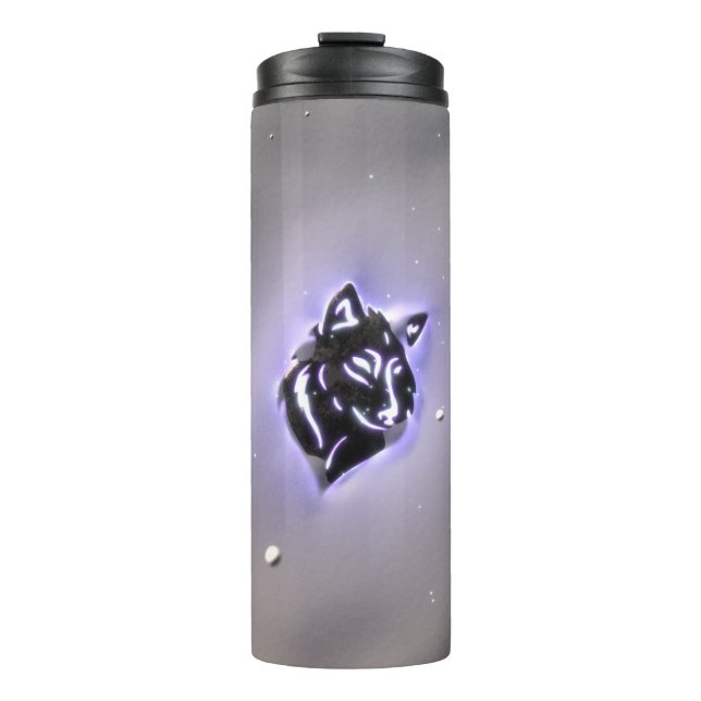 Snowy-Wolf-Entwurf lila Thermosbecher (Vorderseite)