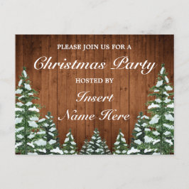 Snowy Wood Christmas Party Einladung Postcard