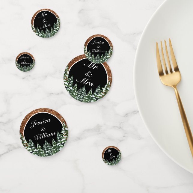 Snowy Wood & Forest Black Wedding Konfetti (Gruppe)
