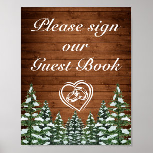 Snowy Wood & Forest Country Pine Wedgezeichen Poster