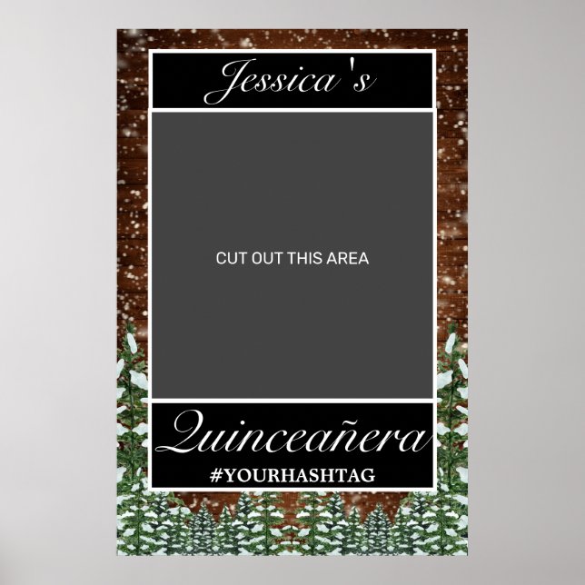 Snowy Wood & Forest Country Quinceañera Foto Prop Poster (Vorne)