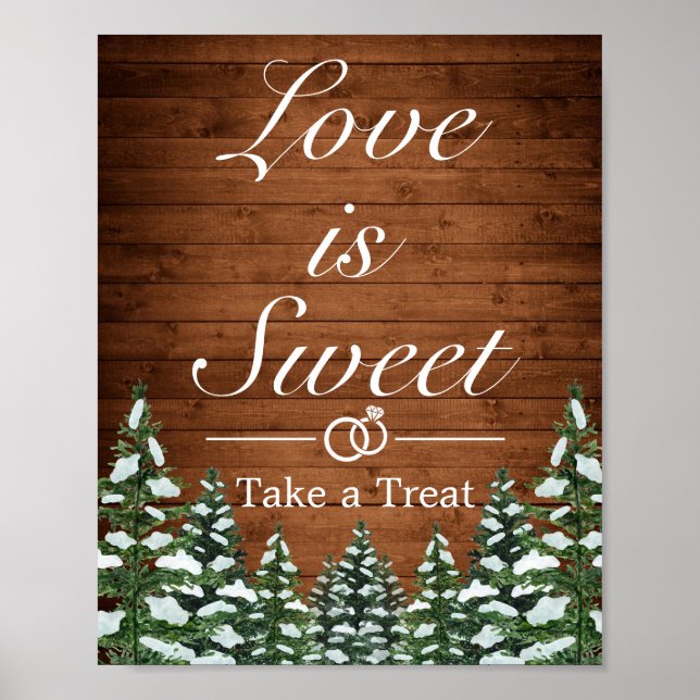 Snowy Wood & Forest Country Wedding Gefälligkeitsz Poster (Vorne)