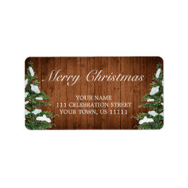 Snowy Wood & Forest Rural Frohe Weihnachtsadresse Adressaufkleber