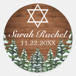 Snowy Wood & Forest Rural Pine Bar Bat Mitzvah Runder Aufkleber