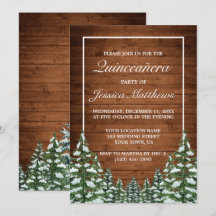 Snowy Wood & Forest Rural Pine Quinceañera