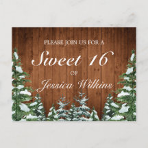 Snowy Wood & Forest Rural Pine Sweet 16