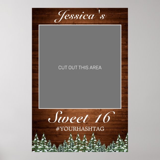 Snowy Wood & Forest Rural Pine Sweet 16 Foto Prop. Poster (Vorne)