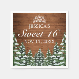 Snowy Wood & Forest Rural Pine Tiara Sweet 16 Serviette