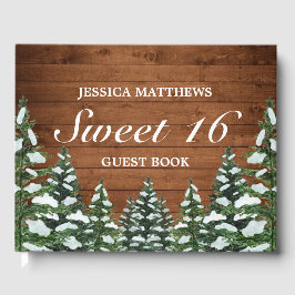 Snowy Wood & Forest Rural Tiara Sweet 16 Geburtsta Gästebuch