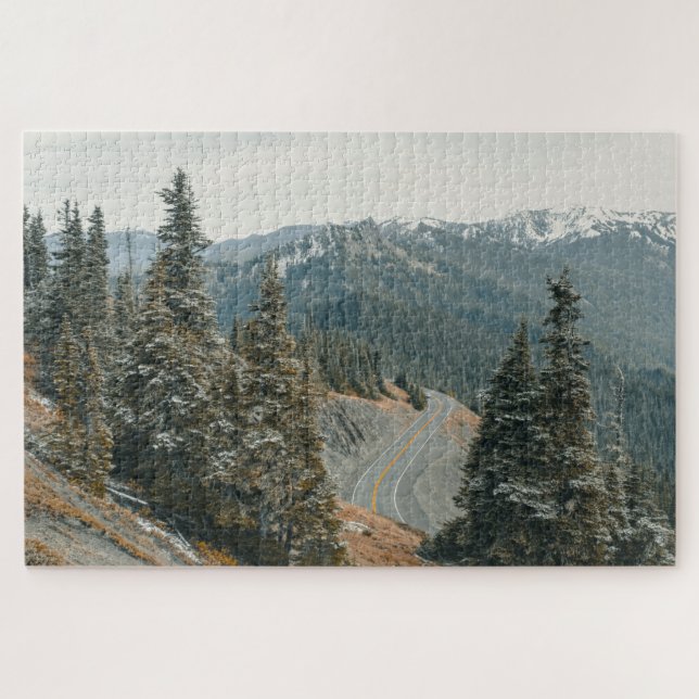 Snowy Woods entlang Highway Puzzle (Horizontal)