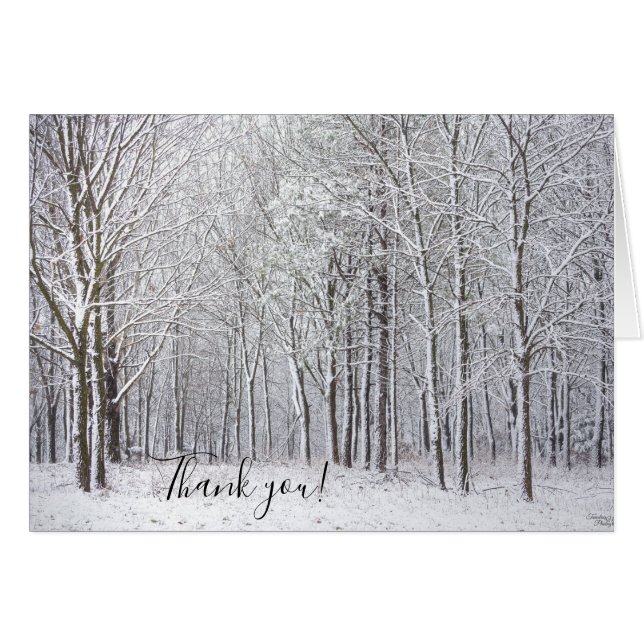Snowy Woods Vielen Dank Notecard (Vorderseite (Horizontal))