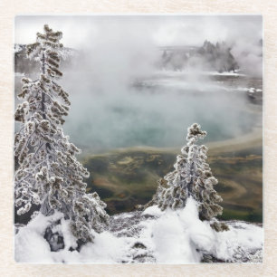 Snowy Yellowstone Glasuntersetzer